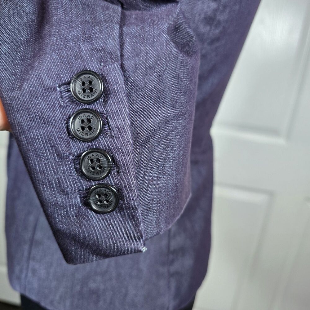 Izaac Mizrahi Bluish Purple One Button Fitted Blazer Size 4 Corporate Business - Picture 3 of 8